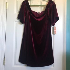 off the shoulder velvet dress